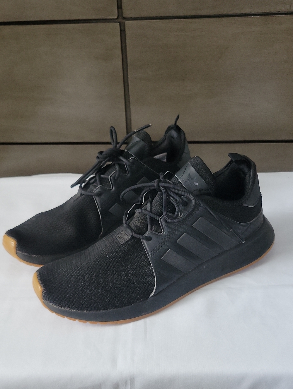 Adidas Men's Black Athletic Sneakers with Gum Sole